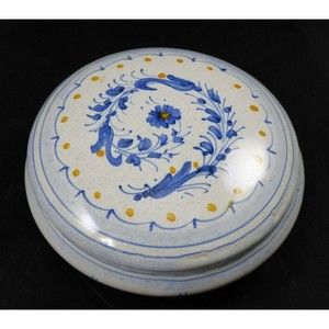 Vintage Porcelain Ceramic Flower Trinket Box Dipinto A Mano Italy Hand Painted